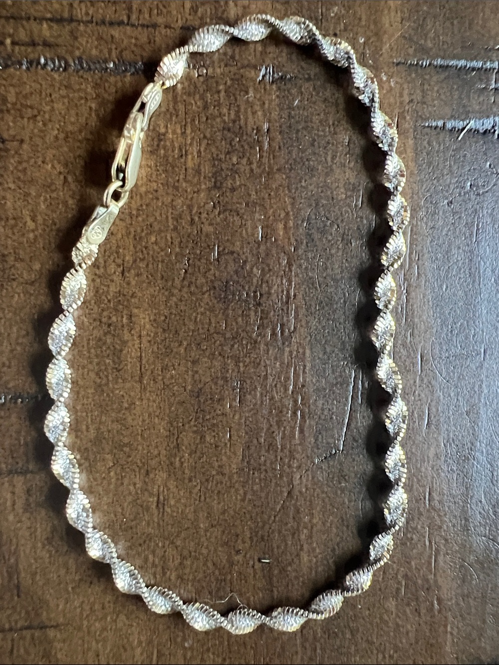 authentic Italian 925 sterling silver twisted rope chain bracelet